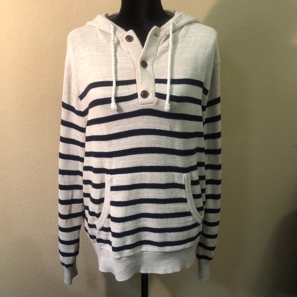 J.Crew Tan Stripped Hoodie Size Large